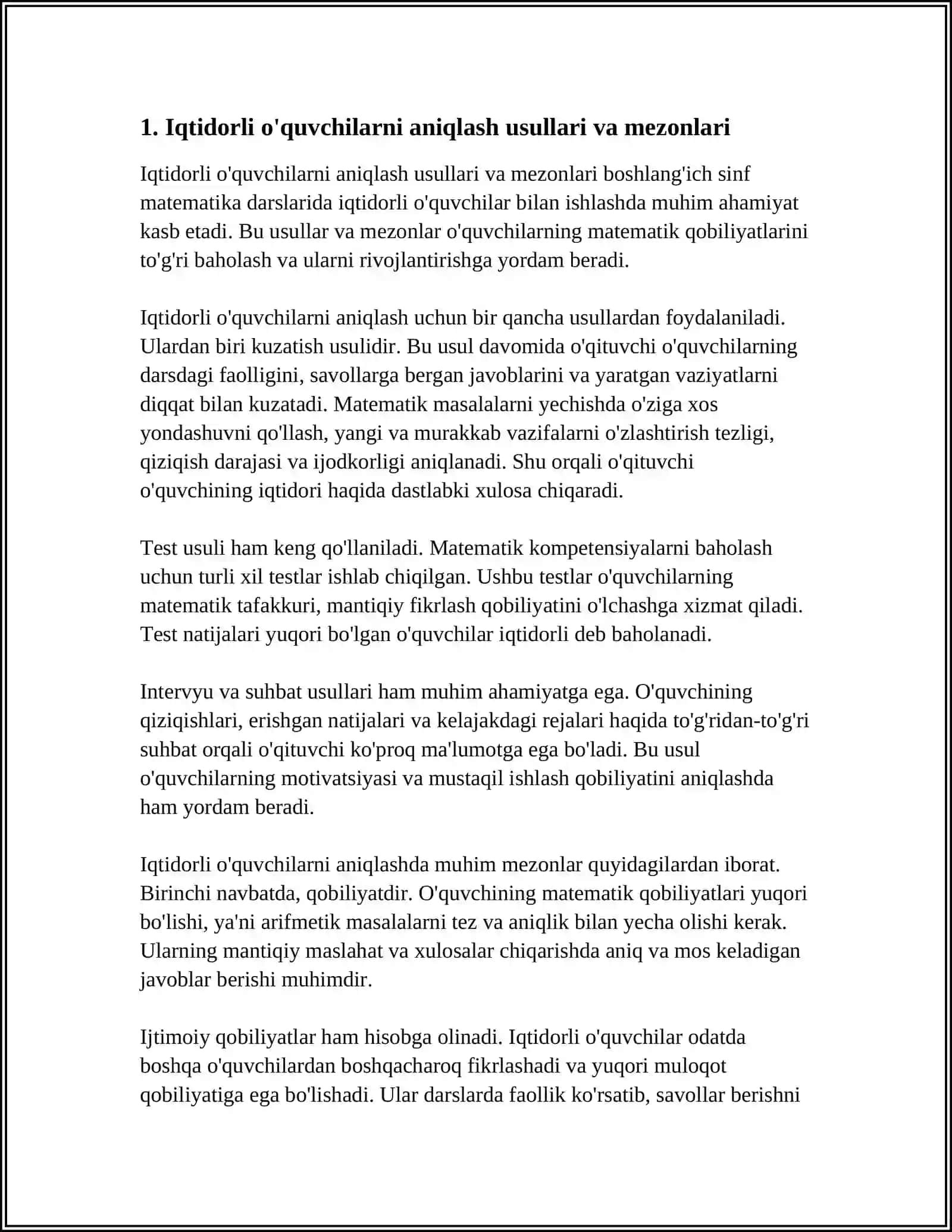 BOSHLANG'ICH SINF MATEMATIKA DARSLARIDA IDTIDORLI O'QUVCHLAR BILAN ISHLASH 3