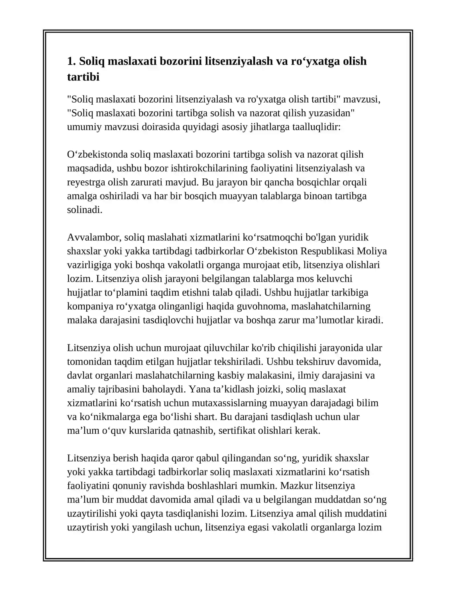 SOLIQ MASLAXATI BOZORINI TARTIBGA SOLISH VA NAZORAT QILISH YUZASIDAN 3