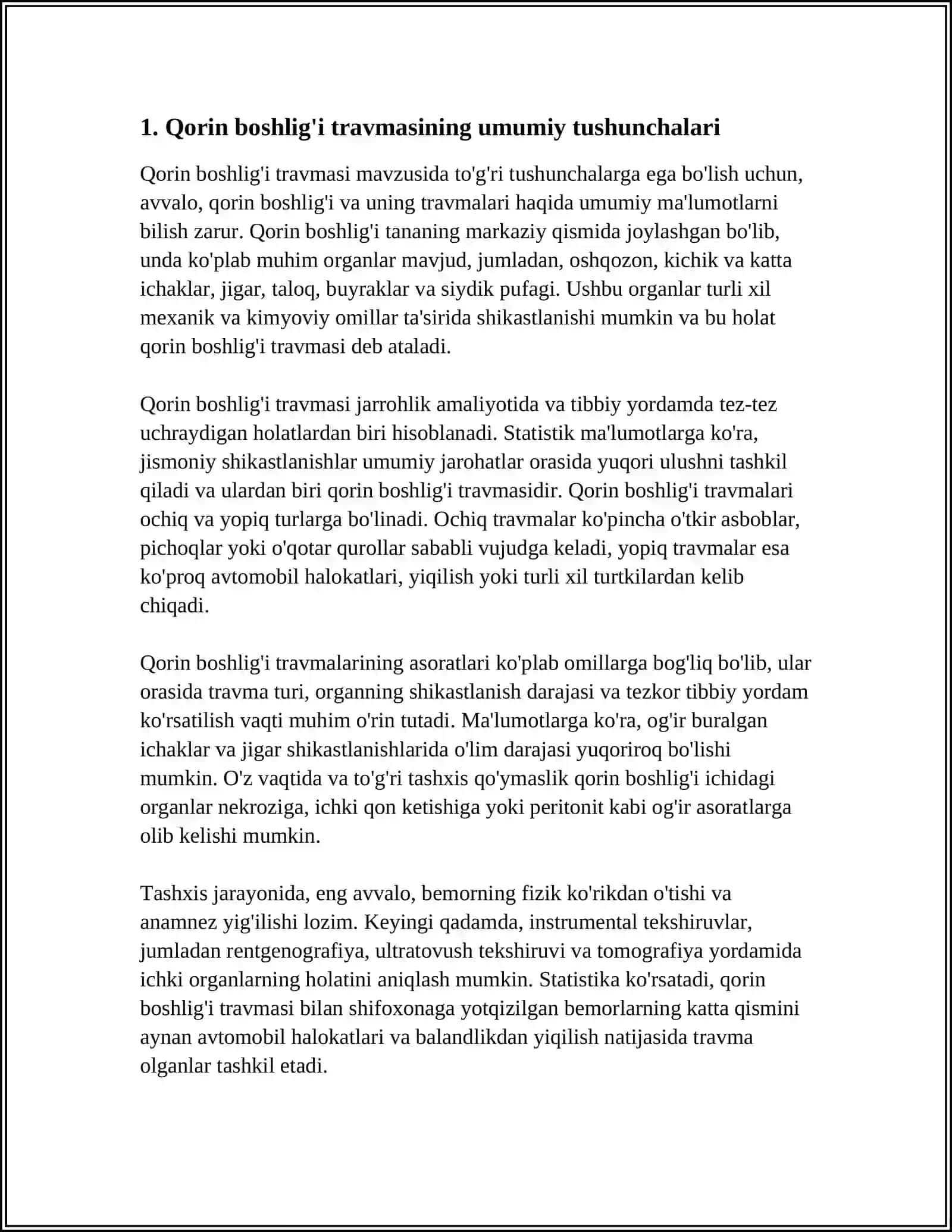 Qorin boshlig'i travmasida tekshirish usullari 3