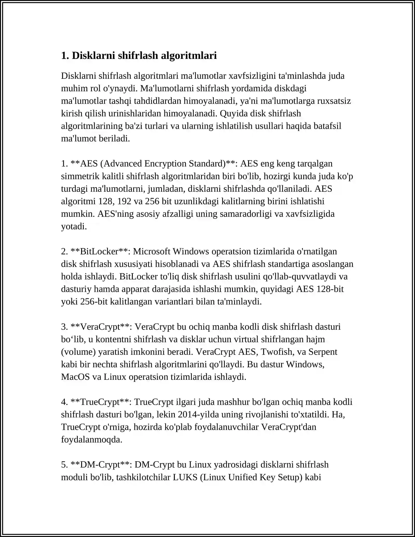 Disklarni shifrlash algoritmlari 3