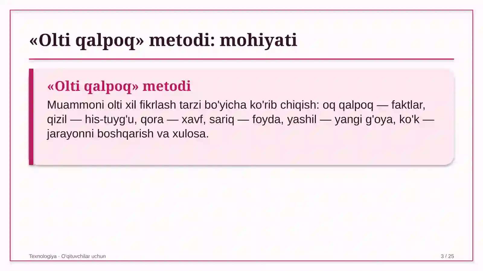 texnologiya darslarida olti qalpoq metodidan foydalanish 6026 3