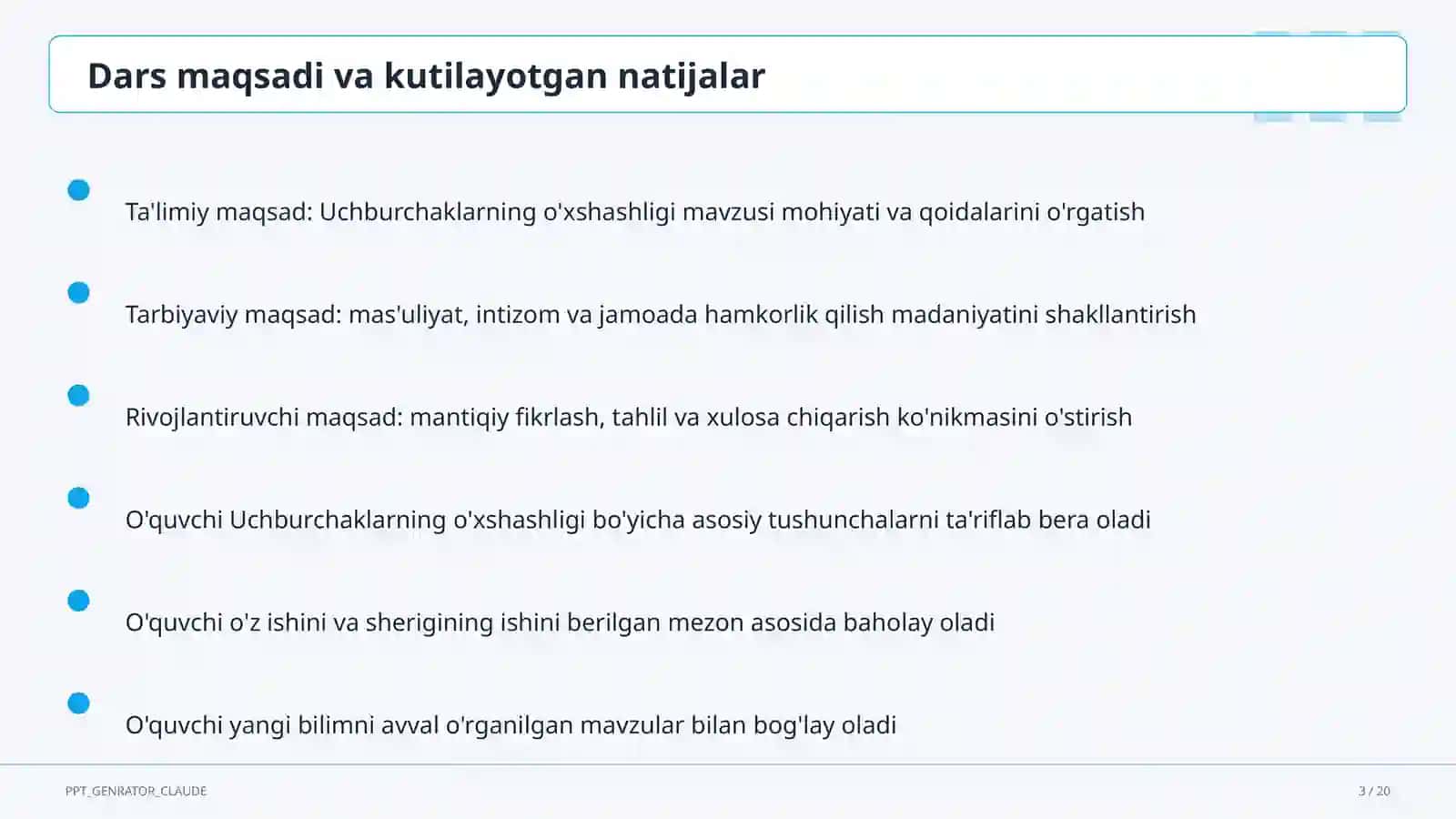 Uchburchaklarning o'xshashligi (8-sinf) 3