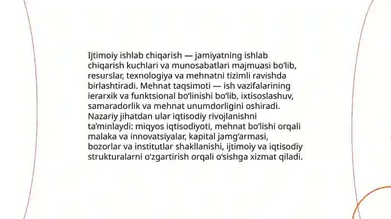 Ijtimoiy ishlab chiqarish va mehnat taqsimotining iqtisodiy rivojlanishdagi o‘rni 3