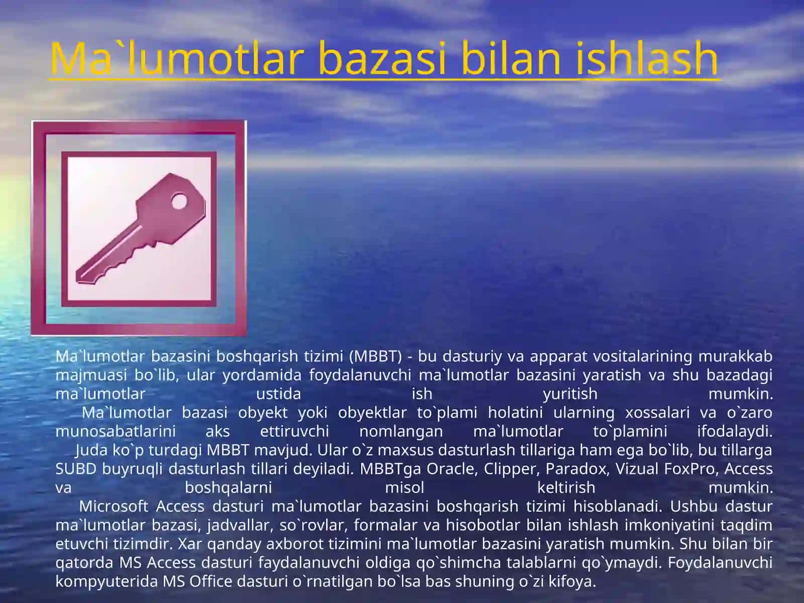 Ma`lumotlar bazasi dasturi 3