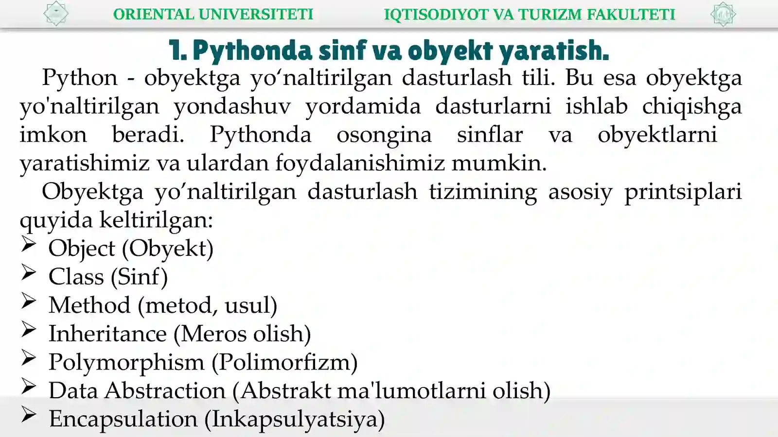 Pythonda sinflar va obyektlar 3