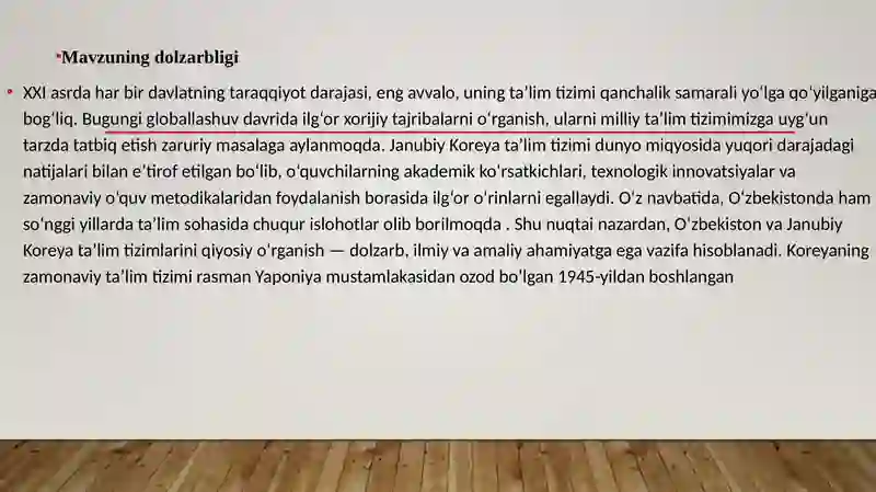 JANUBIY KOREYA VA O'ZEKISTON TA'LIM TIZIMLARI 3