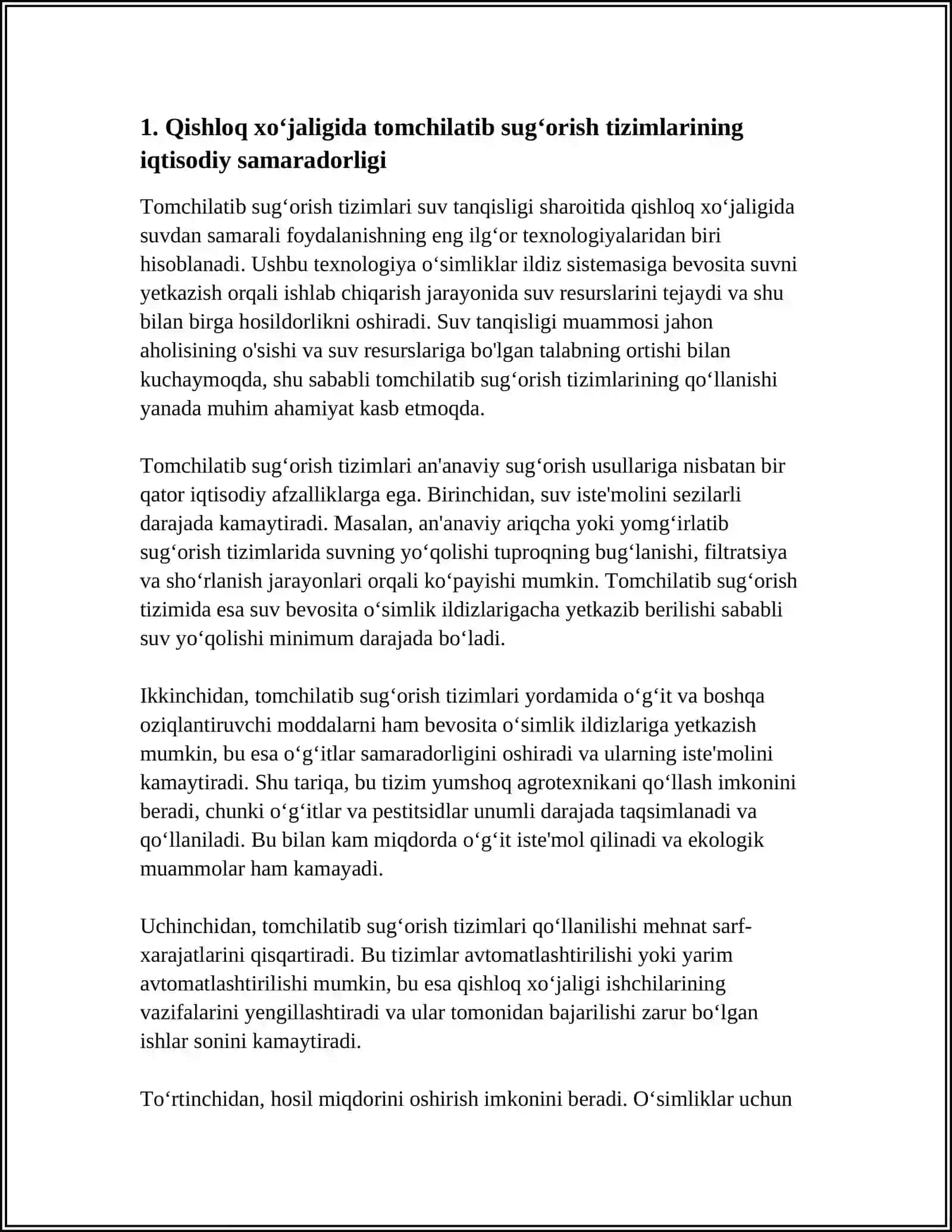 SUVDAN SAMARALI FOYDALANISH IQTISODIYOTI 3