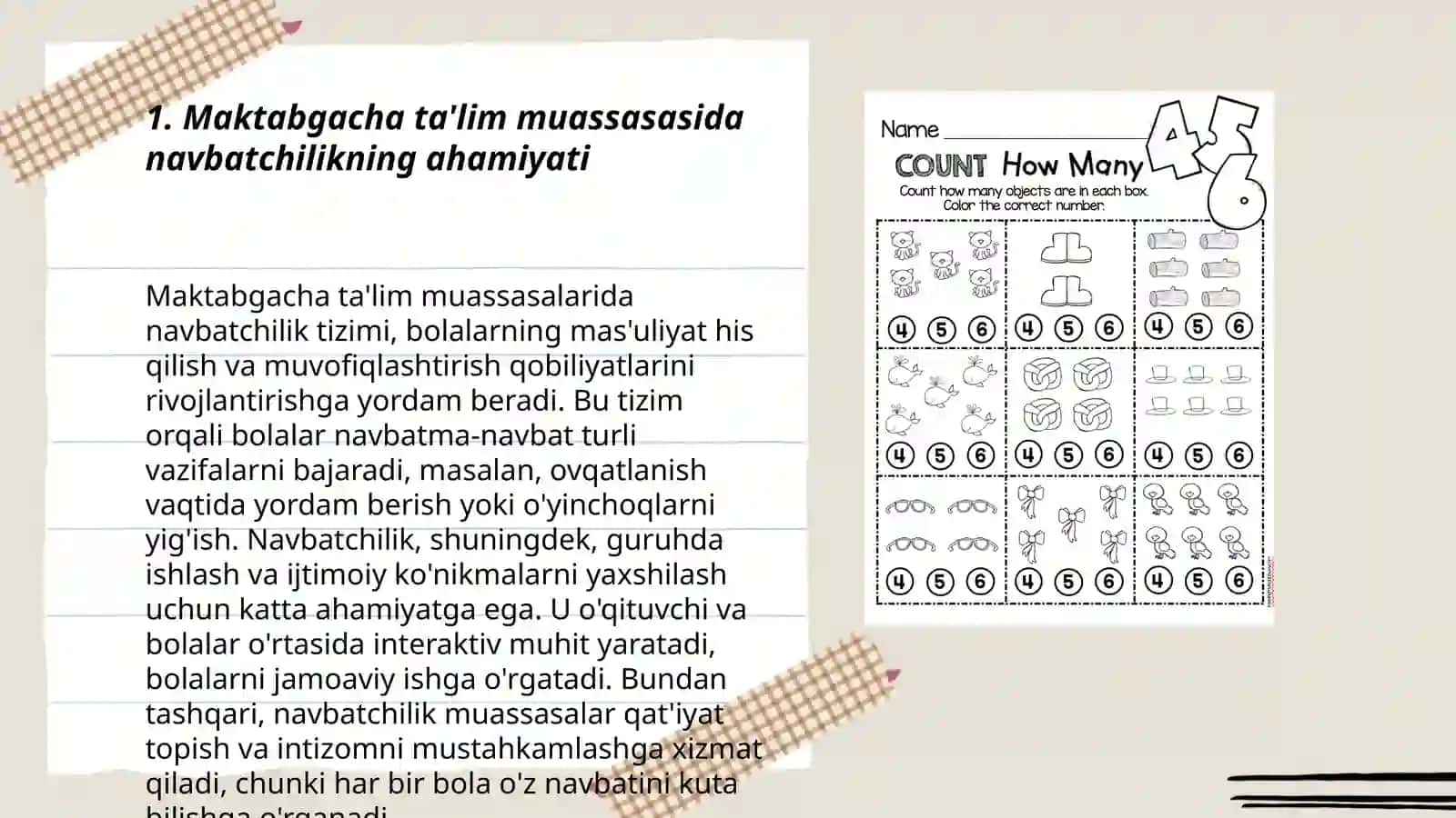 Bolalar navbatchiligini tashkil etish 3
