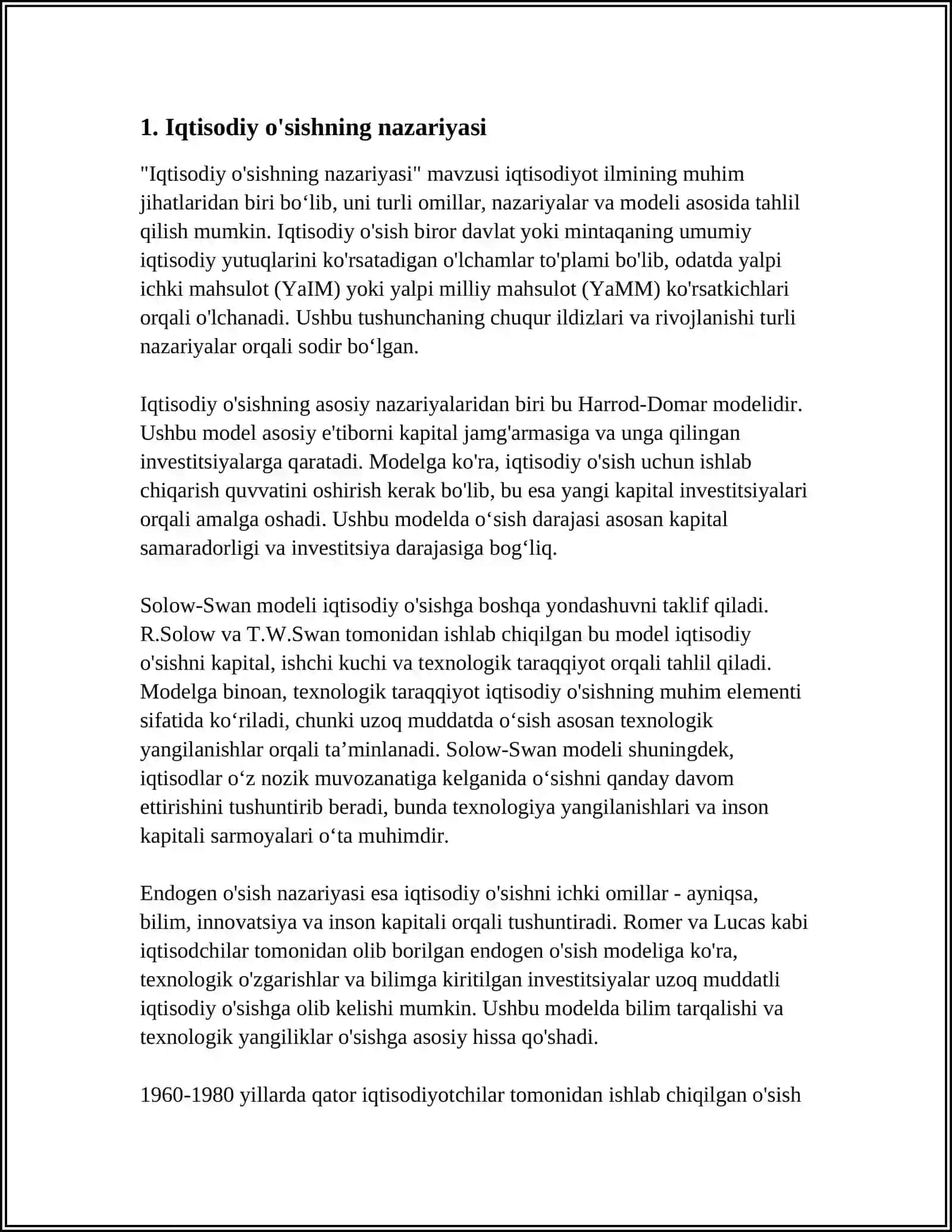 IQTISODIY O’SISH VA UNING MODELLARI 3