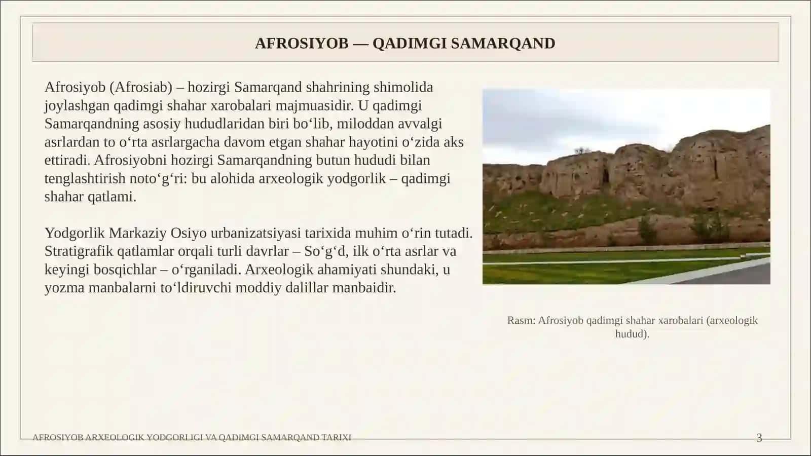 AFROSIYOB ARXEOLOGIK YODGORLIGI VA QADIMGI SAMARQAND TARIXI 3