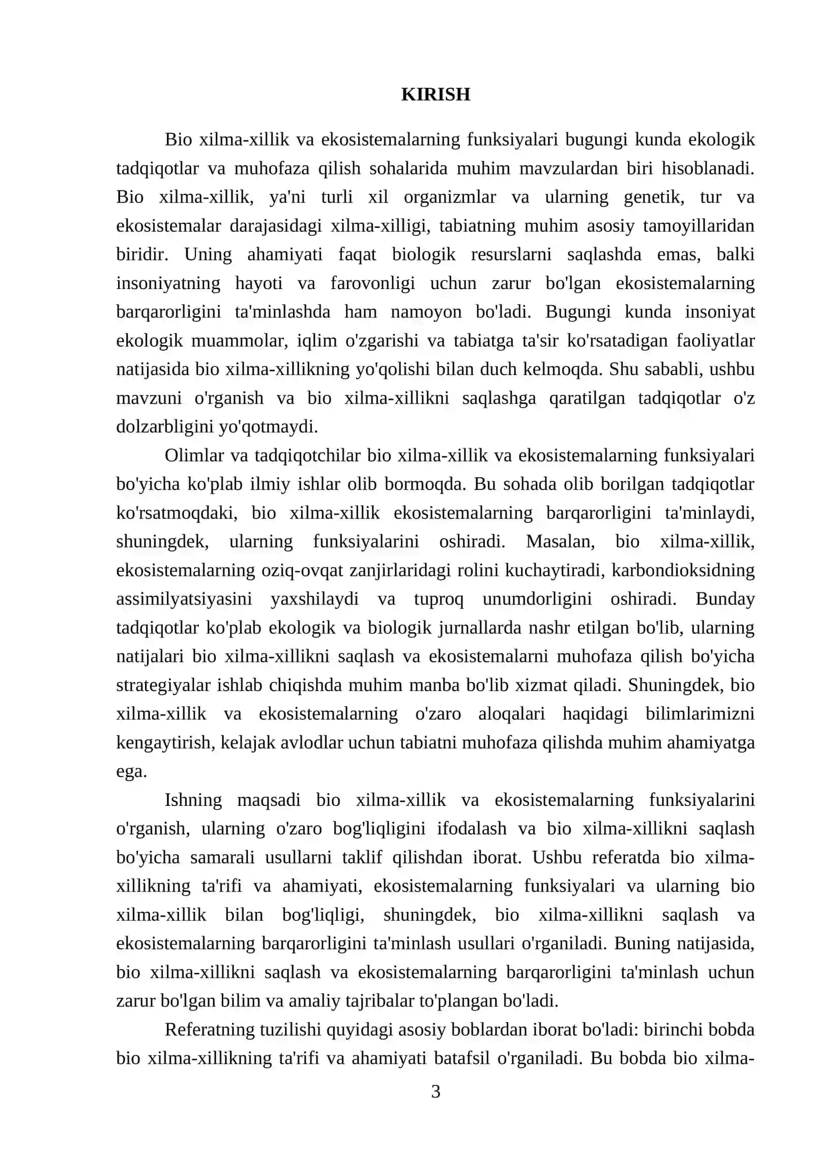 Bio xilma xillik va ekosistemalarning funksiyalari 3