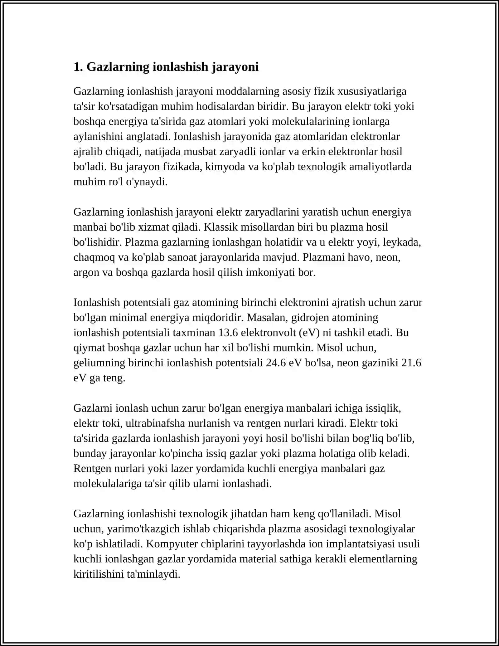GAZLARNING IONLASHISHI VA ELEKTR OʻTKAZUVCHANLIGI 3