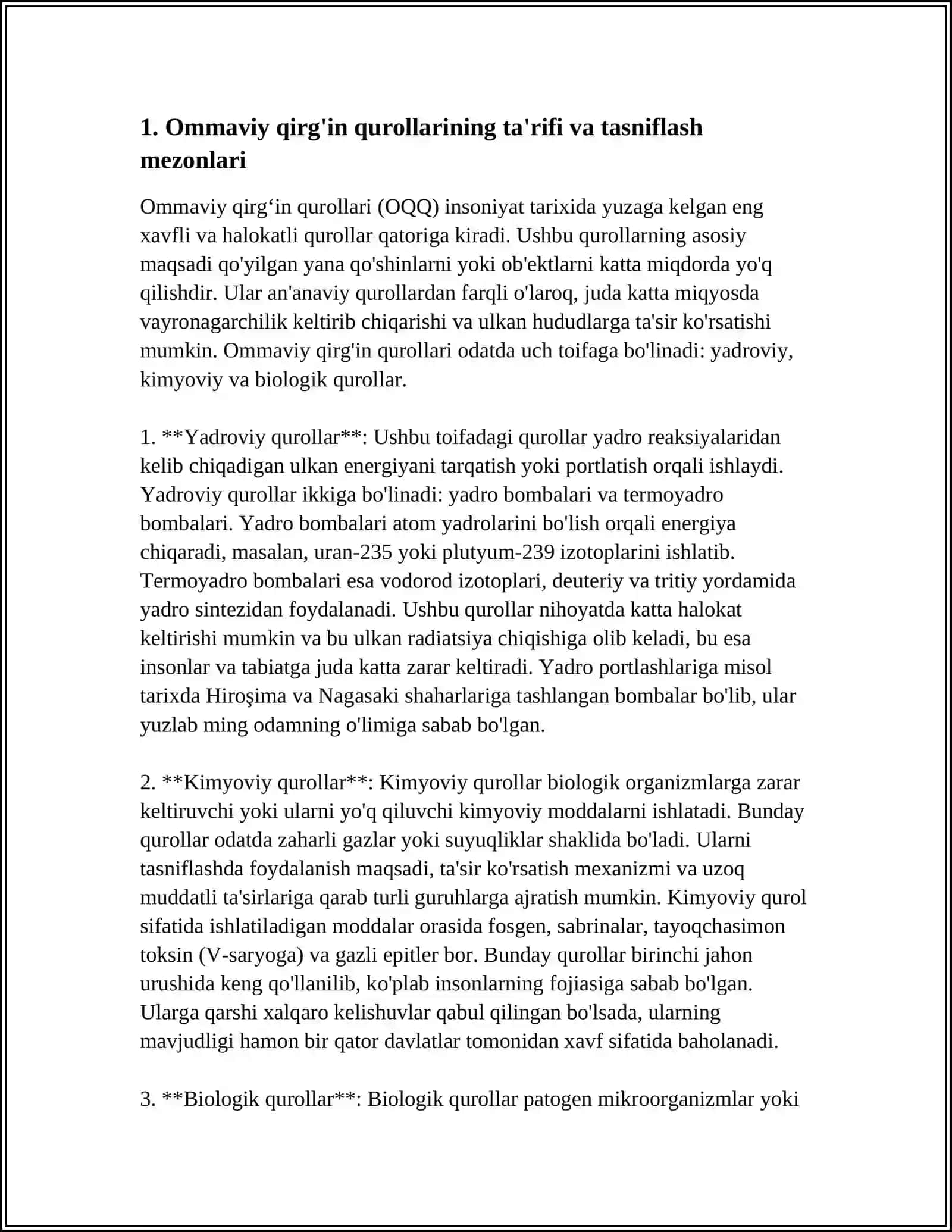 OMMAVIY QIRG'IN QUROLLARINING TASNIFI 3