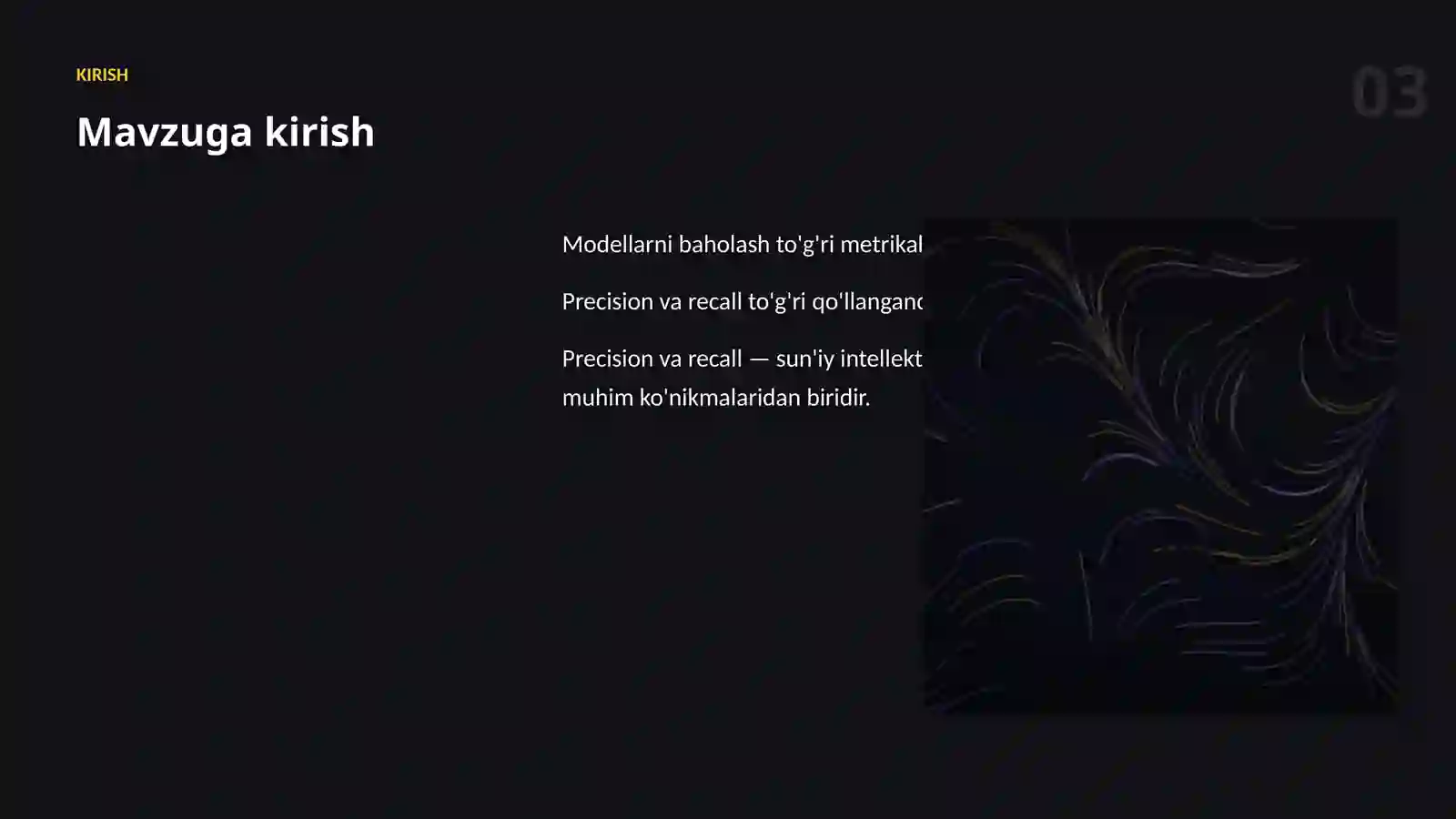 MODELLARNI BAHOLASH 3