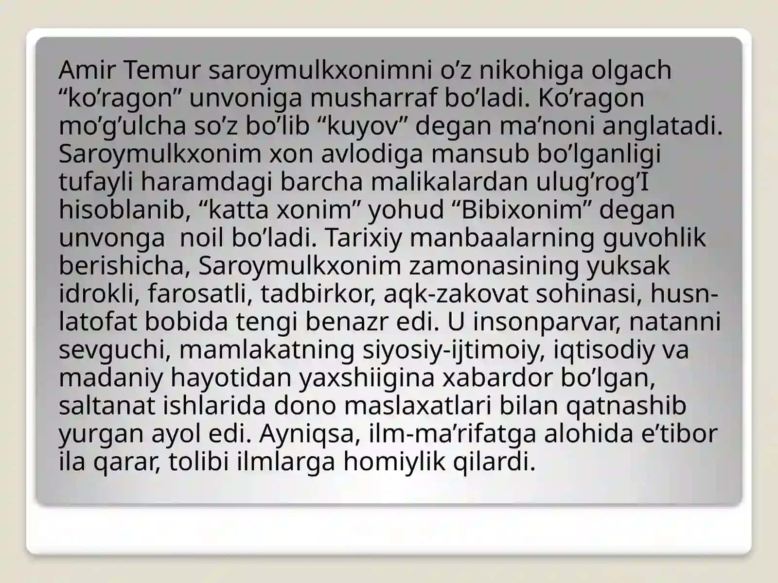Temuriy malikalar 3
