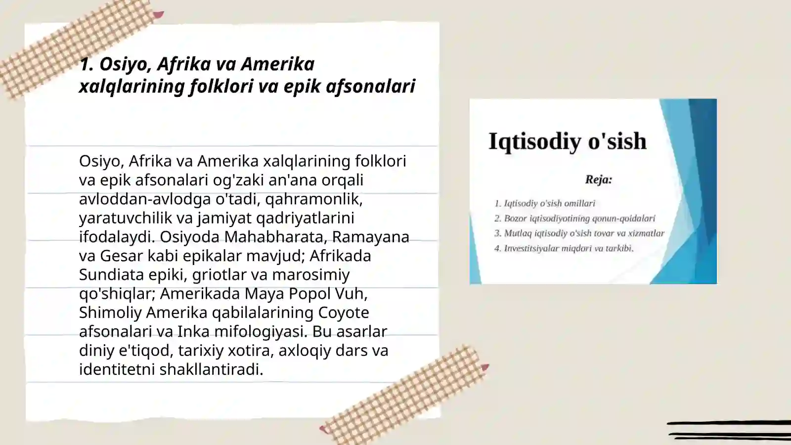 Osiyo, Afrika va Amerika xalqlari madaniyati 3