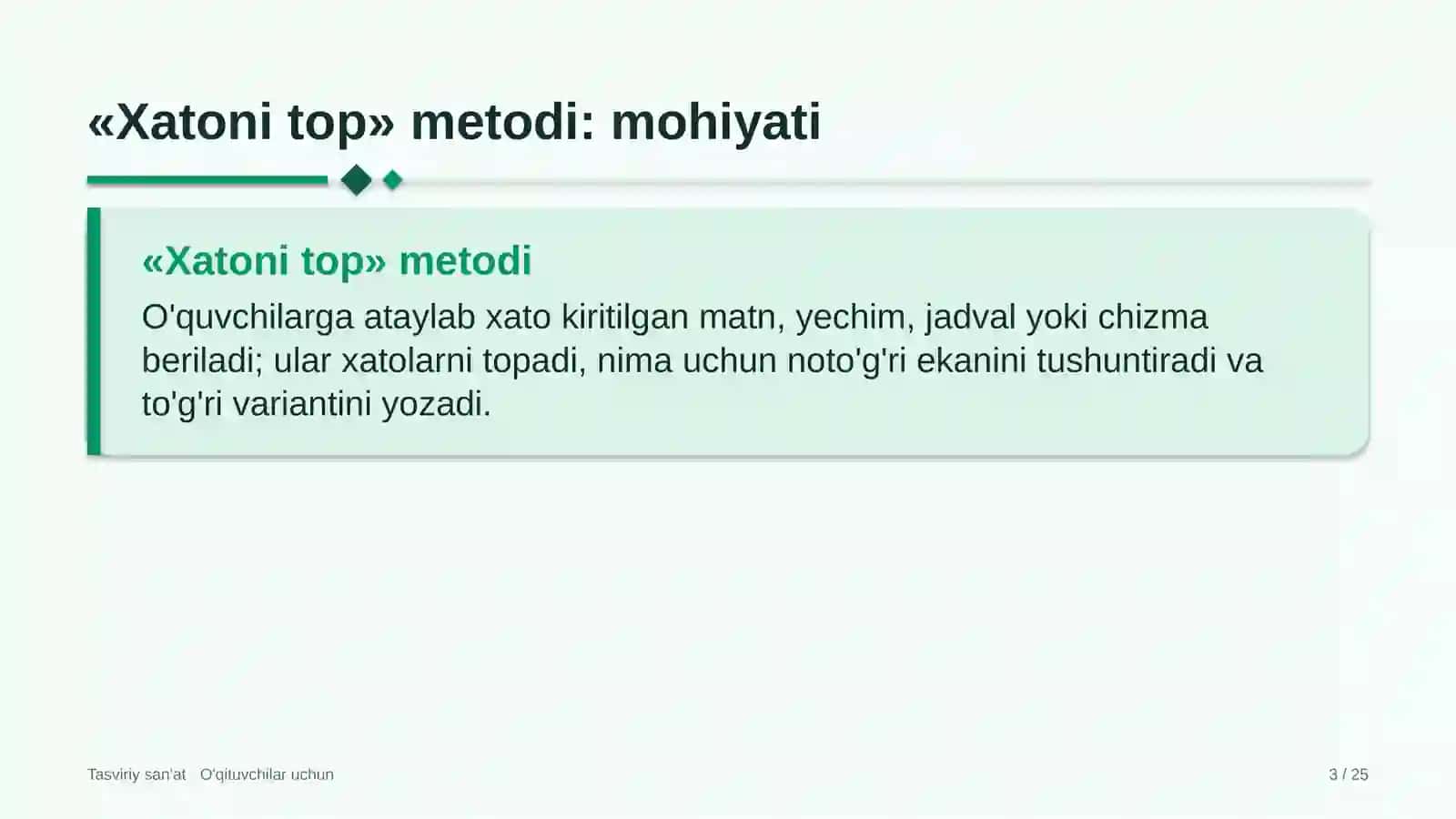 tasviriy san'at darslarida xatoni top metodidan foydalanish 9264 3