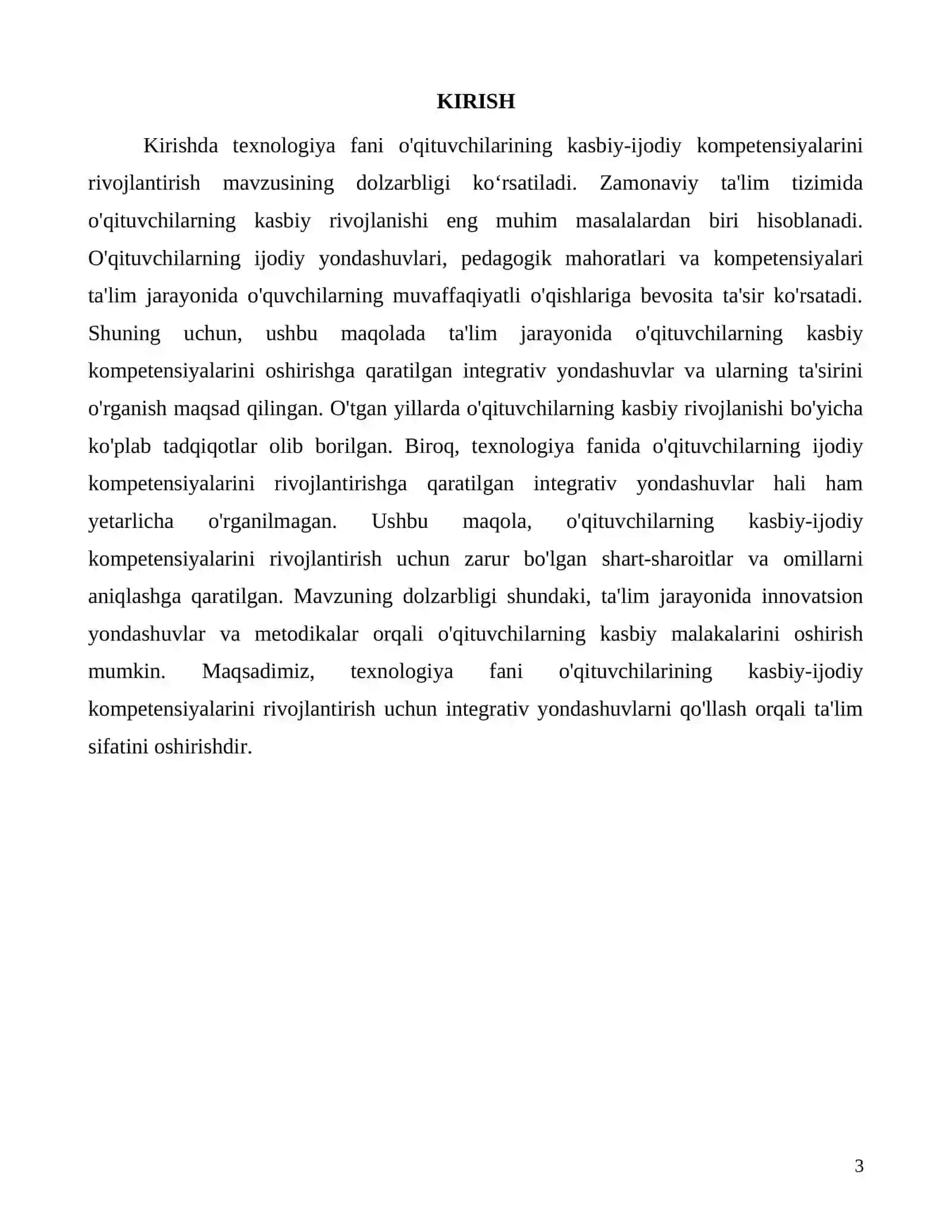 Texnologiya fani o‘qituvchilarining kompetensiyalarini rivojlantirish 3