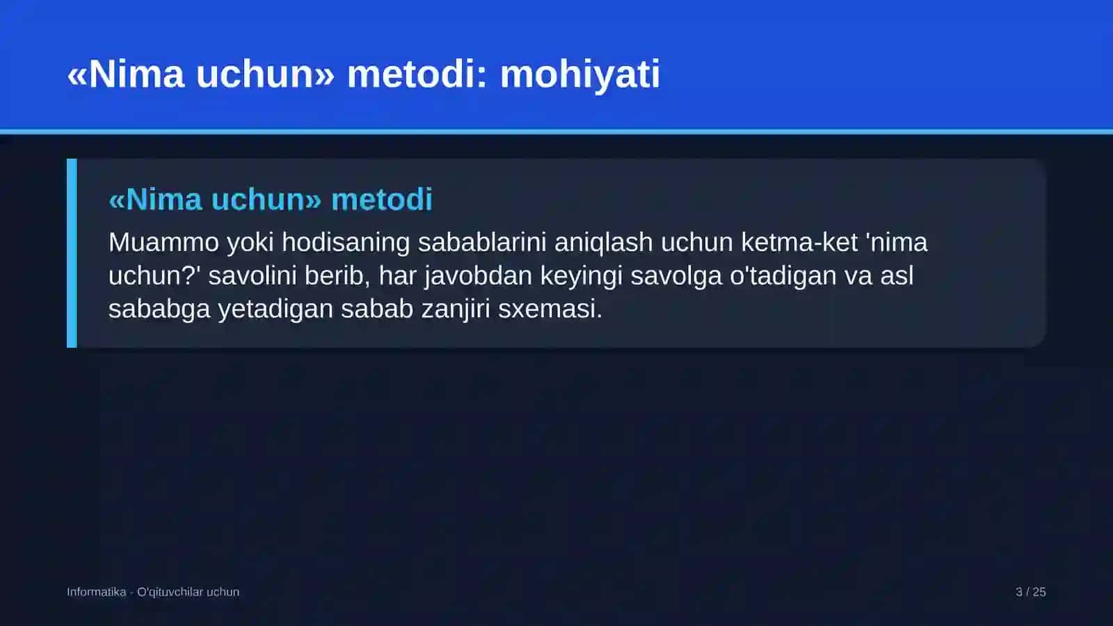 informatika darslarida nima uchun metodidan foydalanish 3979 3