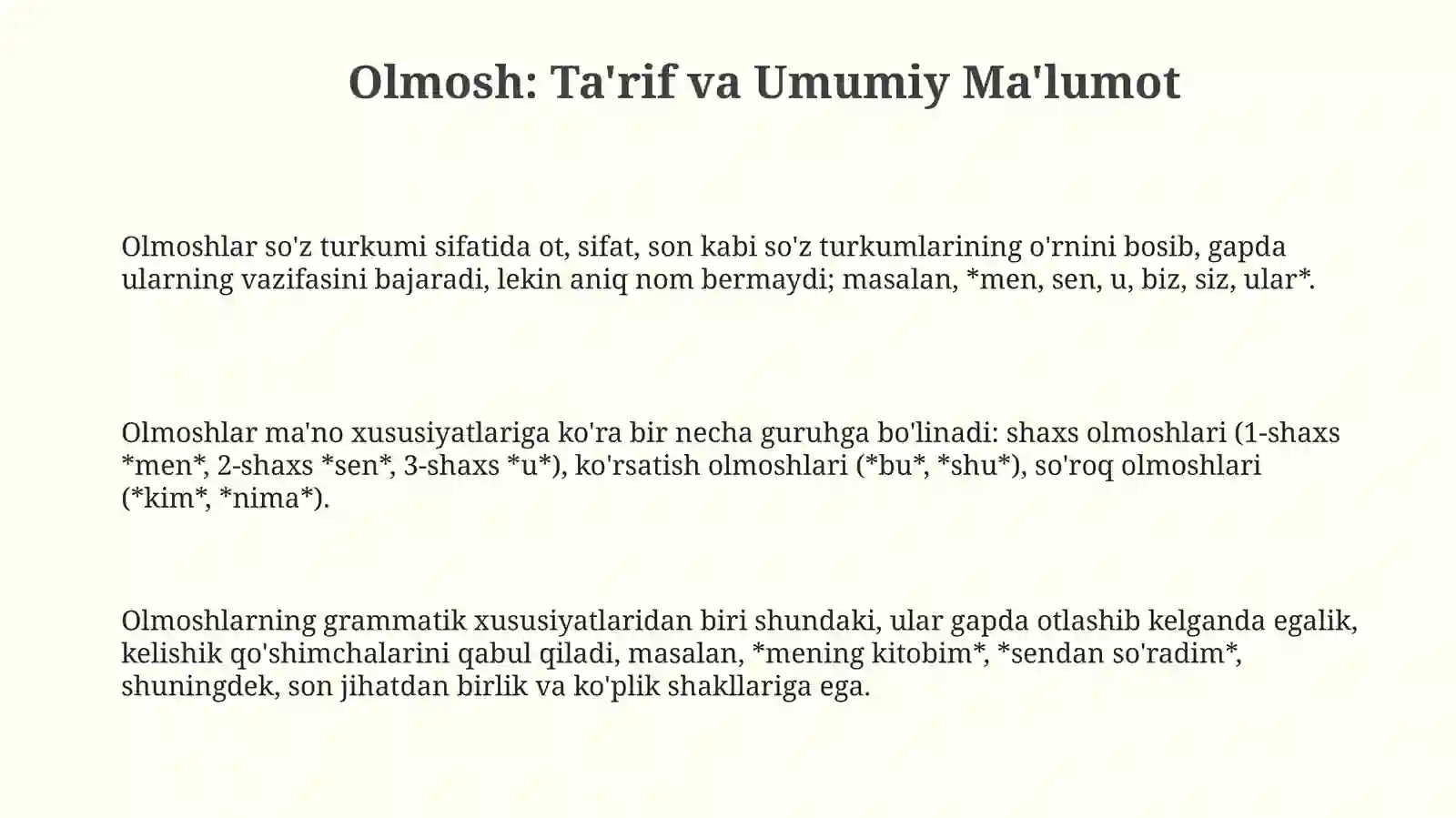 Olmosh uninggrammatikxususiyatlari 3