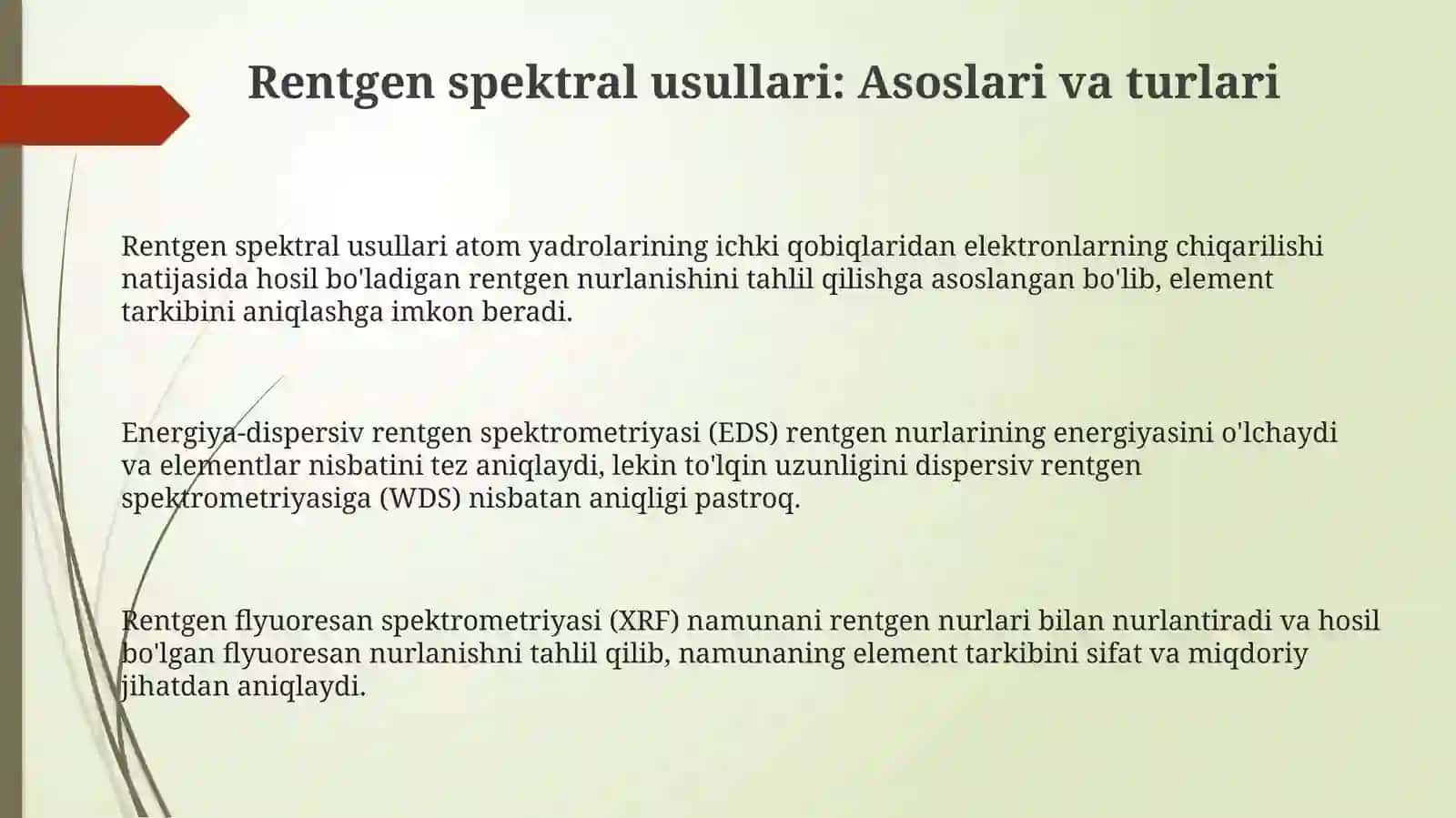 Rentgentspektral usullar. lyuminestsent tahlil 3