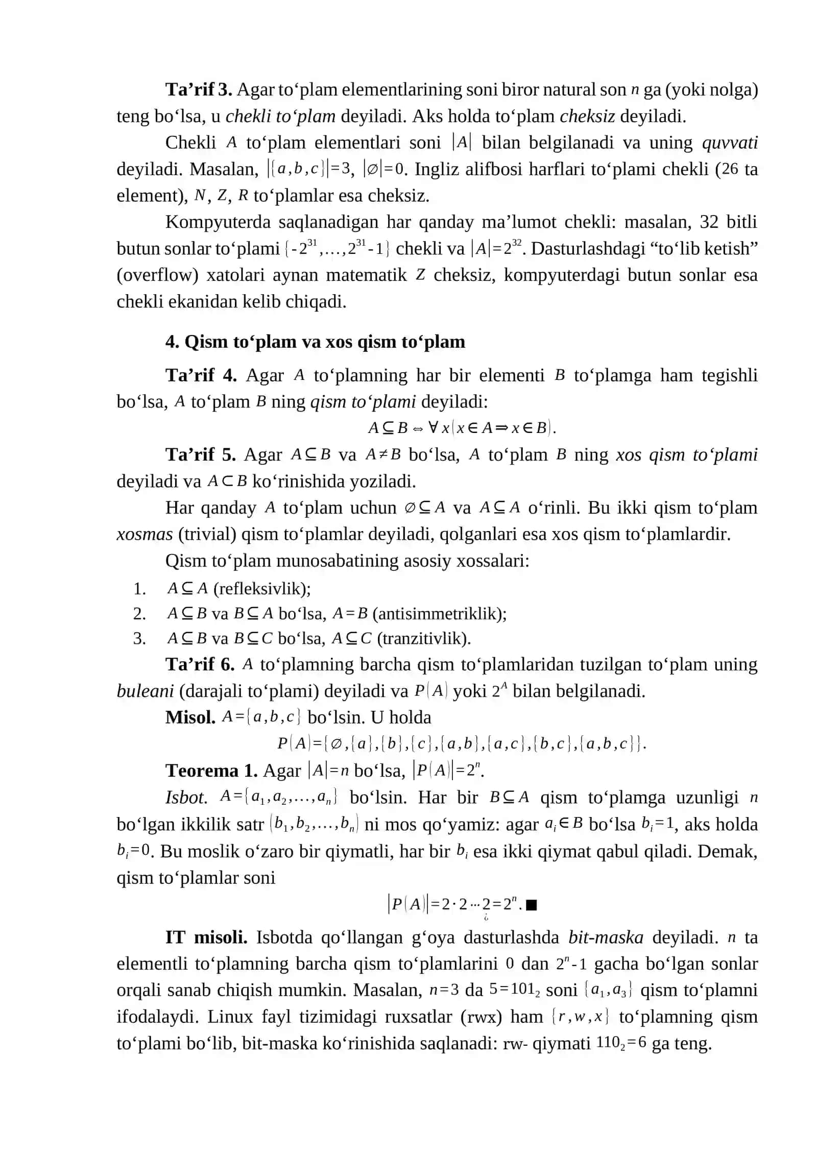 Diskret matematika va diskret tuzilmalar 3