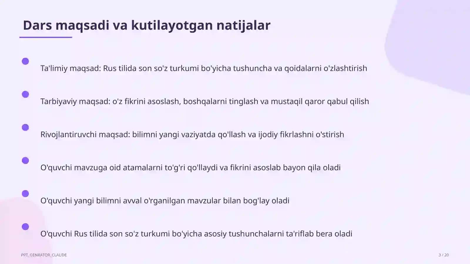 Rus tilida son so'z turkumi (6-sinf) 3