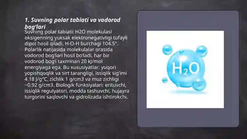 Suv.Xususiyatlari va biologik funksiyasi 3