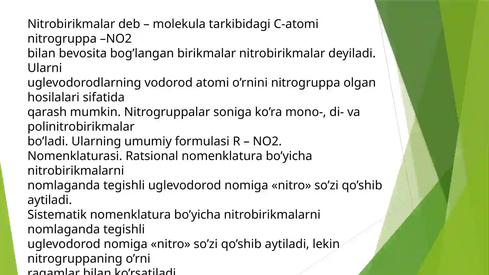 Azotli organik birikmalar. Nitrobirikmalar 3