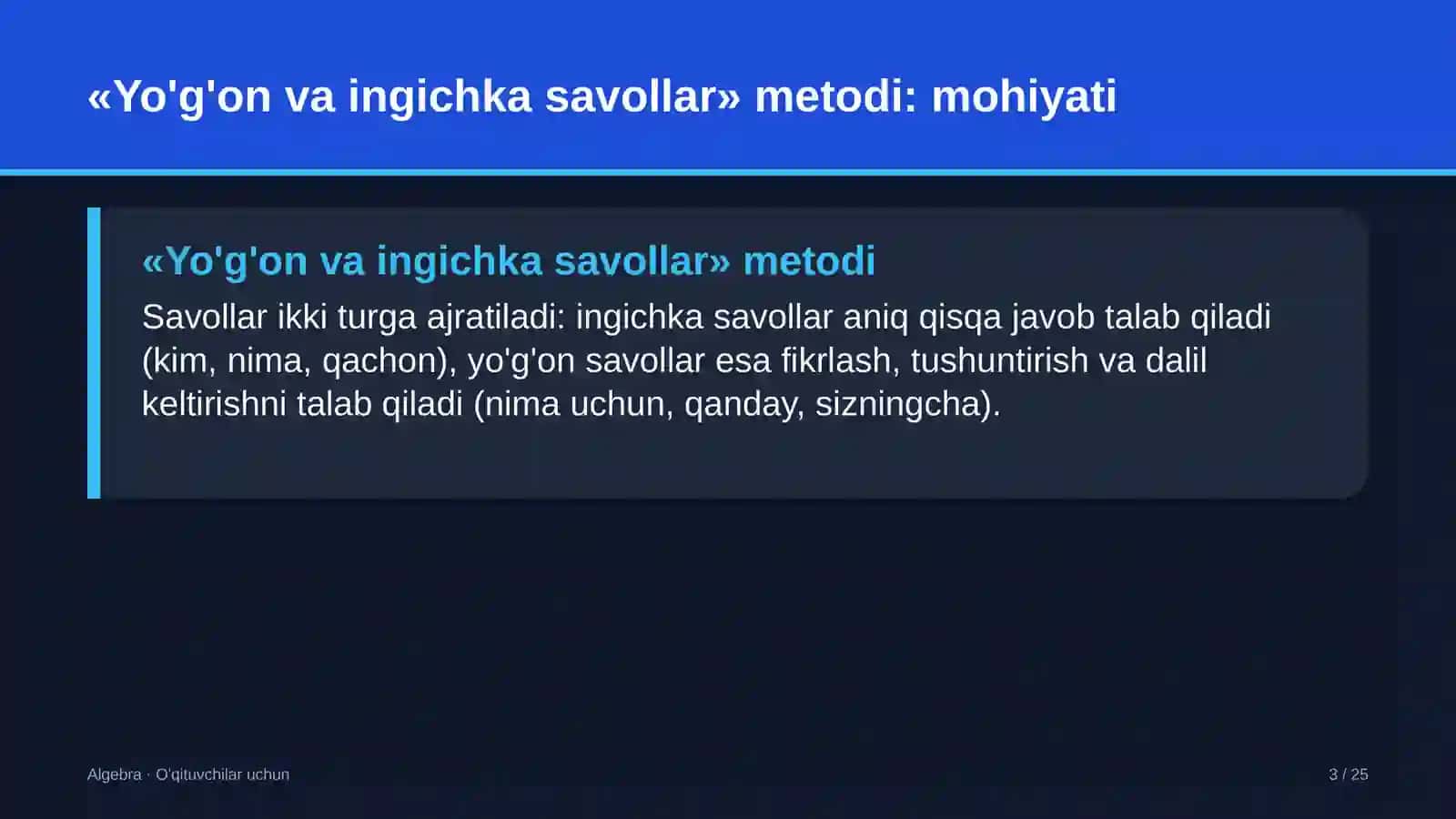 algebra darslarida yo'g'on va ingichka savollar metodidan foydalanish 1736 3