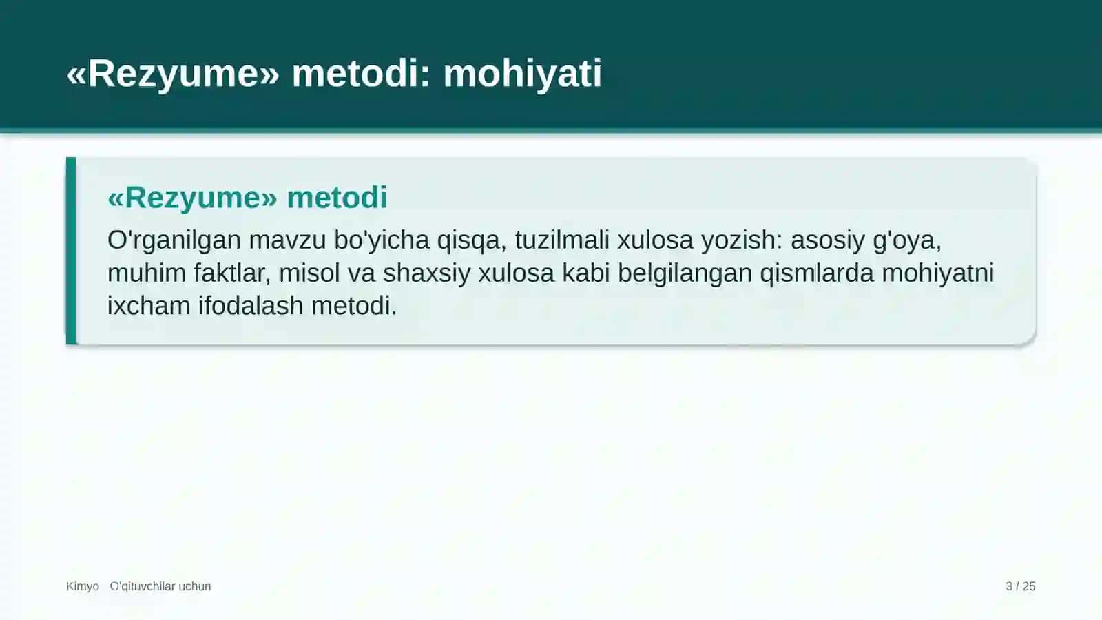 kimyo darslarida rezyume metodidan foydalanish 6397 3