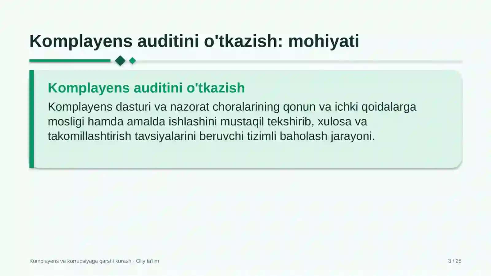 qora metallurgiyada komplayens auditini o'tkazish 3907 3
