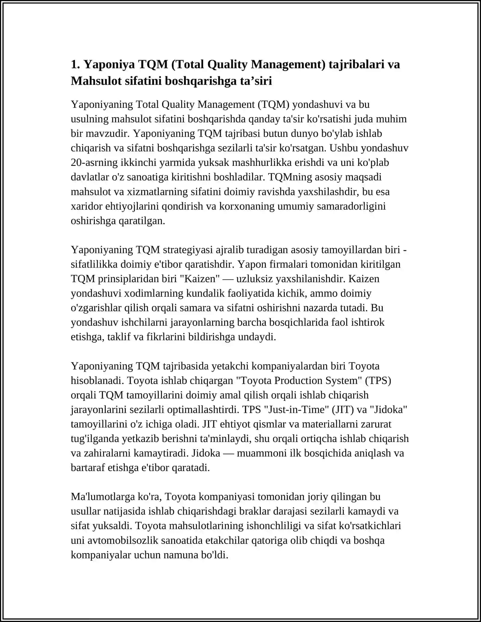 MAHSULOT SIFATINI BOSHQARISH XORIJ TAJRIBASI 3