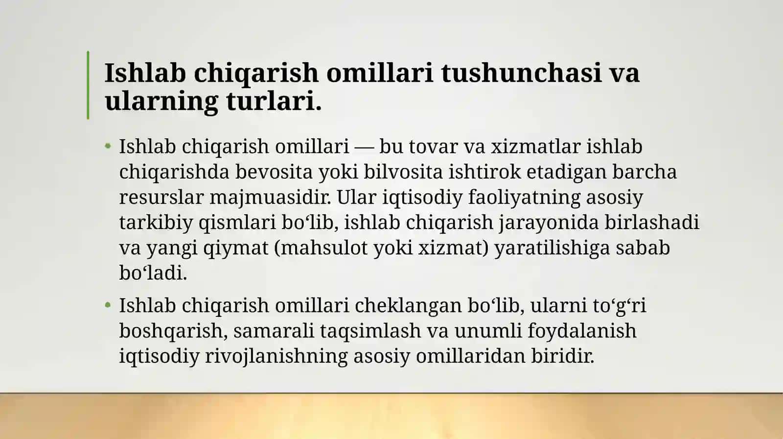 Ishlabchiqarish omillari va mahsulot ishlab chiqarishni maksimallashtirish masalasi 3