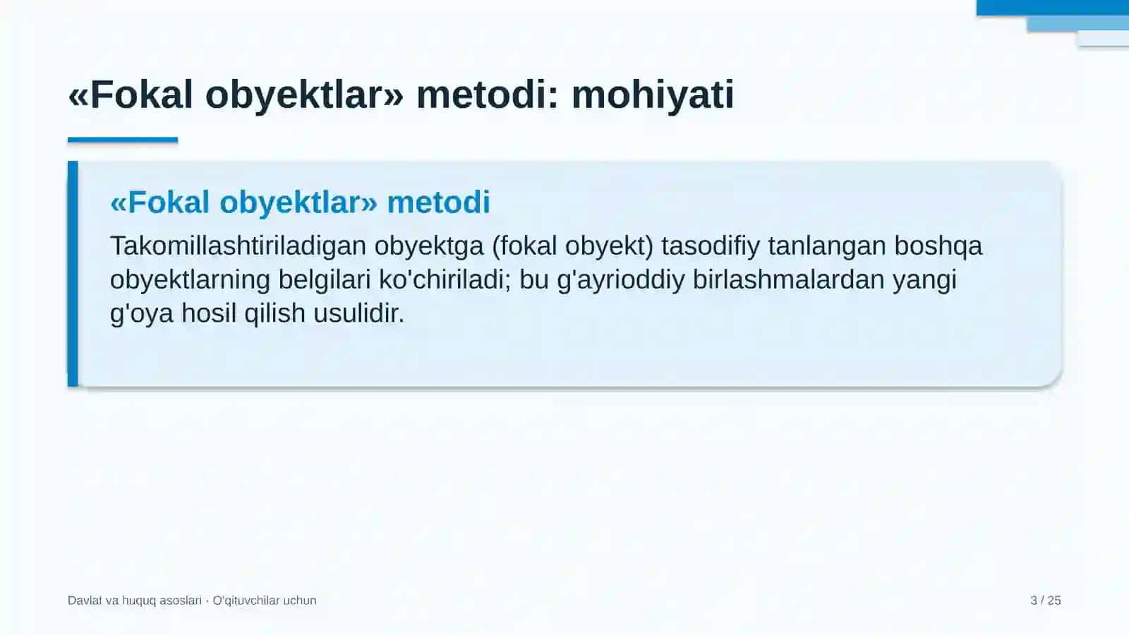 davlat va huquq asoslari darslarida fokal obyektlar metodidan foydalanish 8832 3