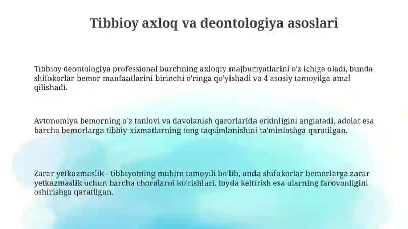 Tibbioy axloq va deontologiya asoslari 3