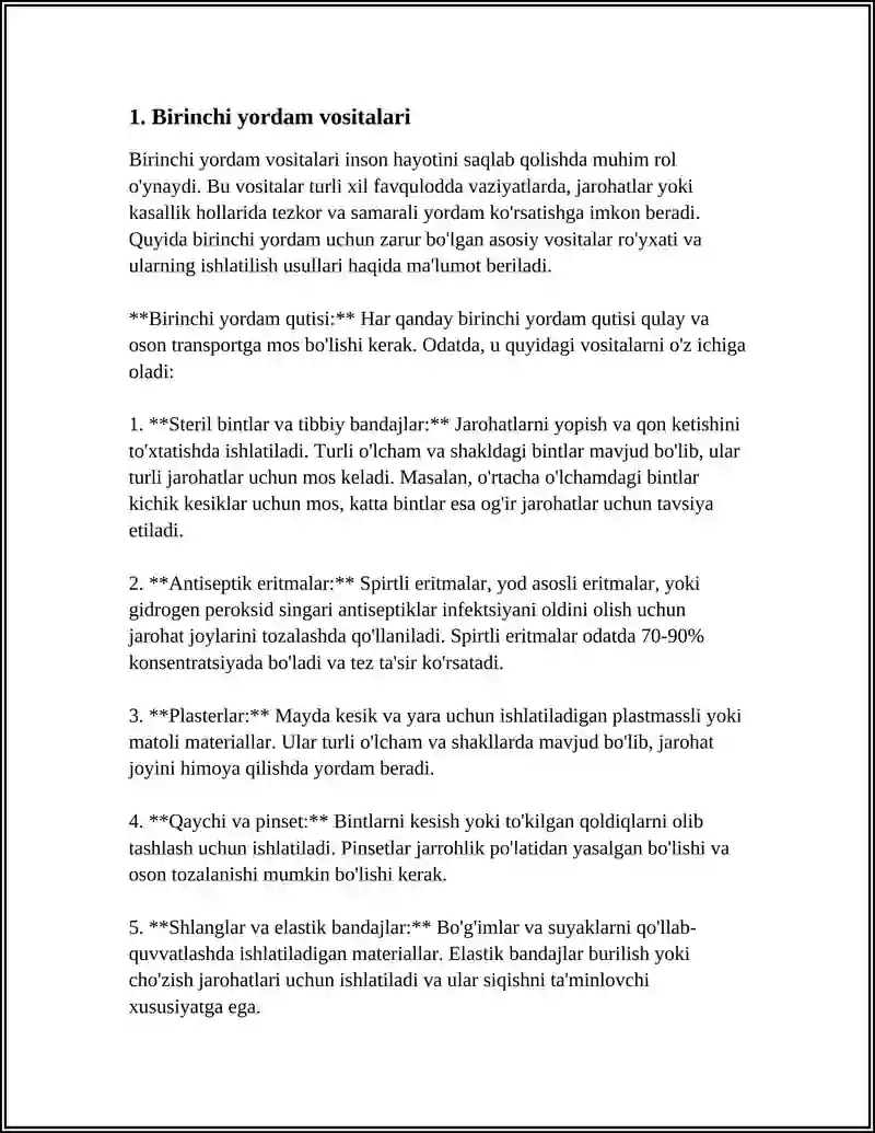 Birinchi yordam vositalari 3