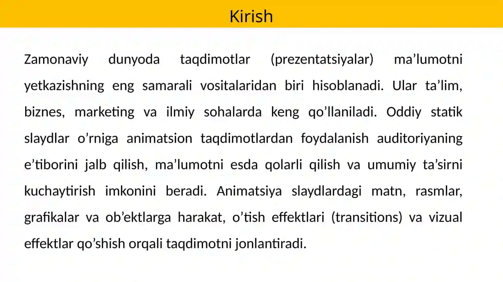 ZAMONAVIY TAQDIMOTLAR YARATISH 3