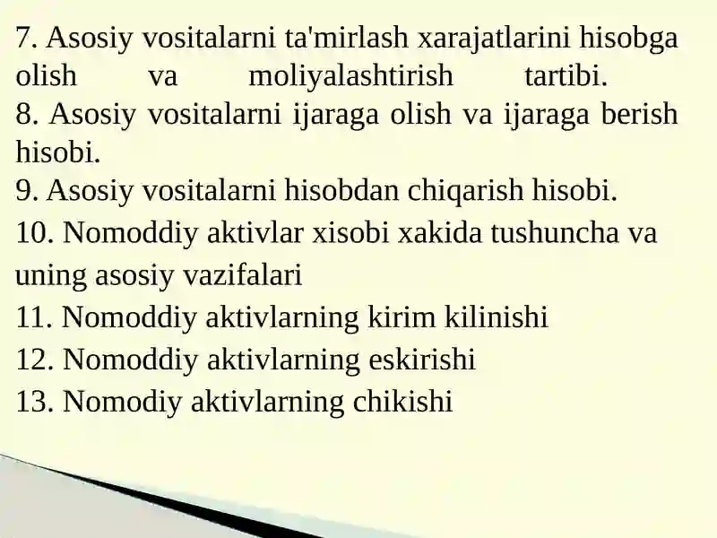 Asosiy Vositalar va Nomoddiy Aktivlar Hisobi 3