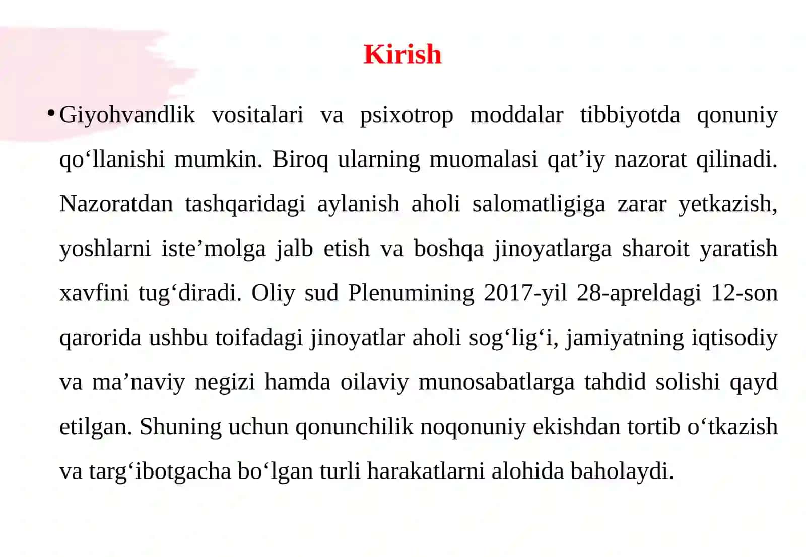 Giyohvandlik vositalari yoki psixotrop moddalar bilan qonunga xilof ravishda muom 3
