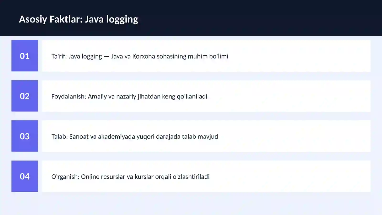 DASTURLASH | JAVA VA KORXONA 3