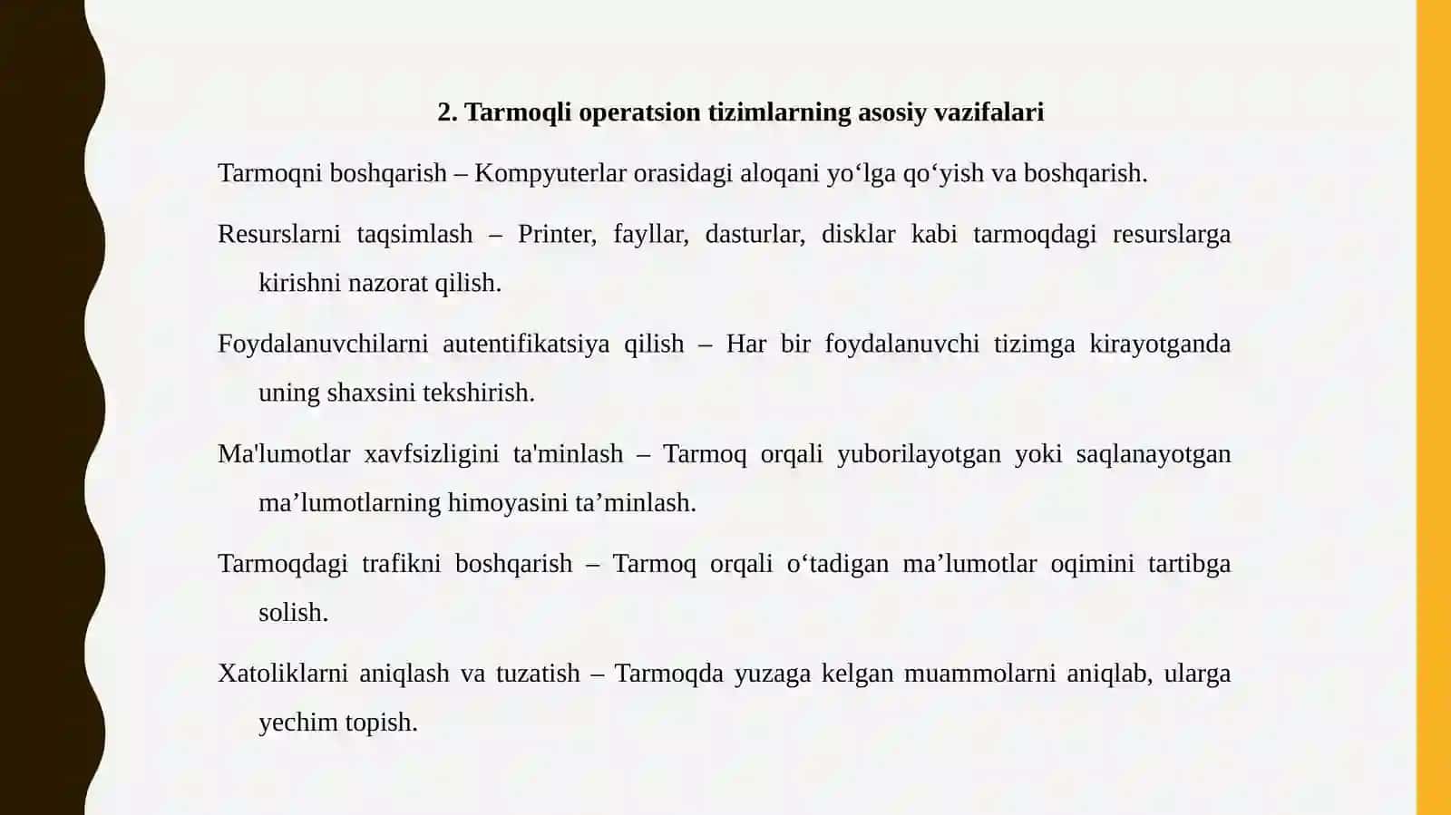 Tarmoqli operatsion tizimlar va ularning xususiyatlari 3