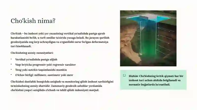 Cho'kish Parametrlari va Deformatsiyalar: Zamonaviy Geodeziya Asoslari 3