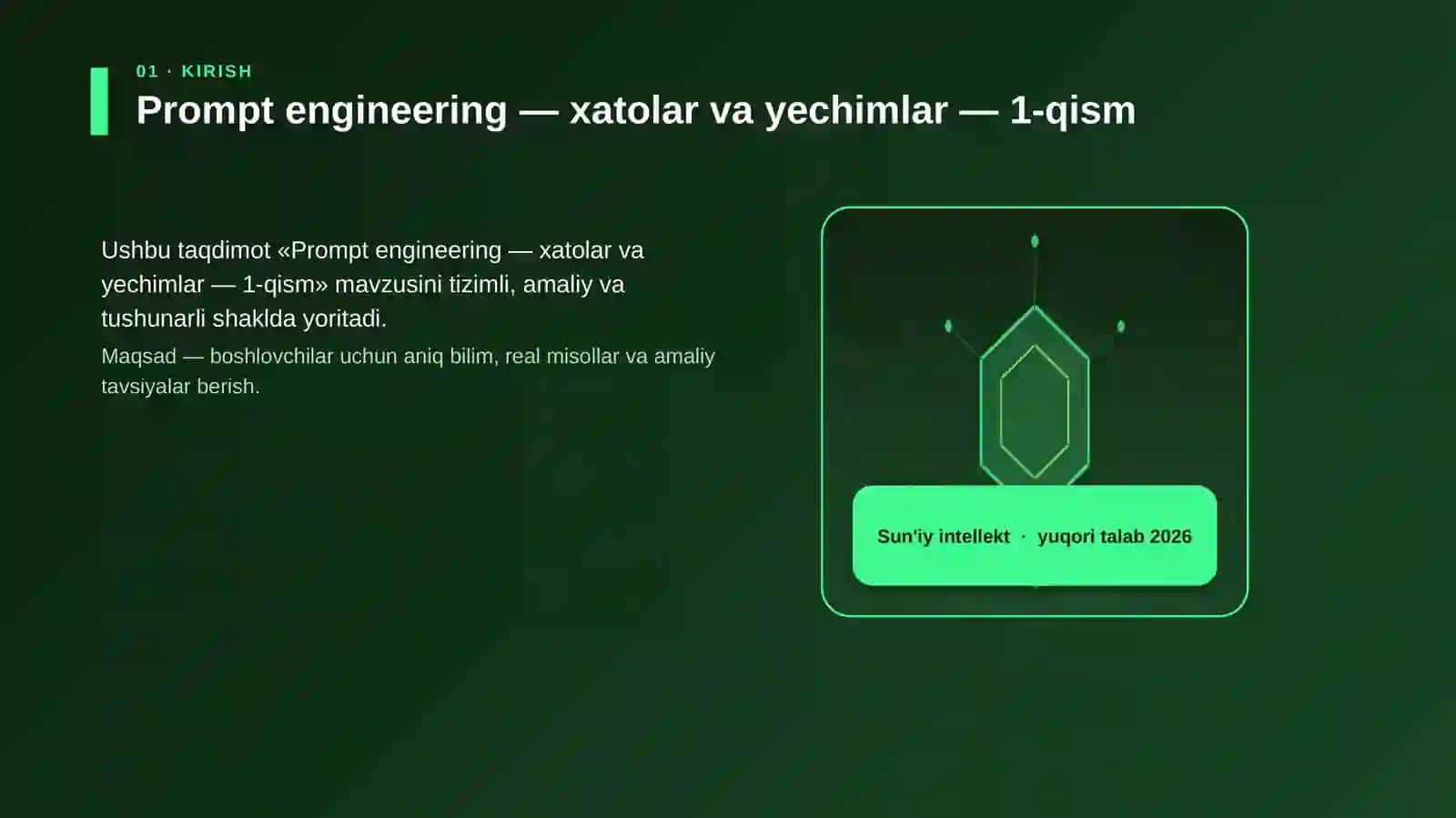 Prompt engineering — xatolar va yechimlar — 1-qism 3