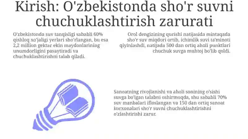 O'zbekistonda sho'r suvni chuchuklashtirishning zarurati va imkoniyatlari 3