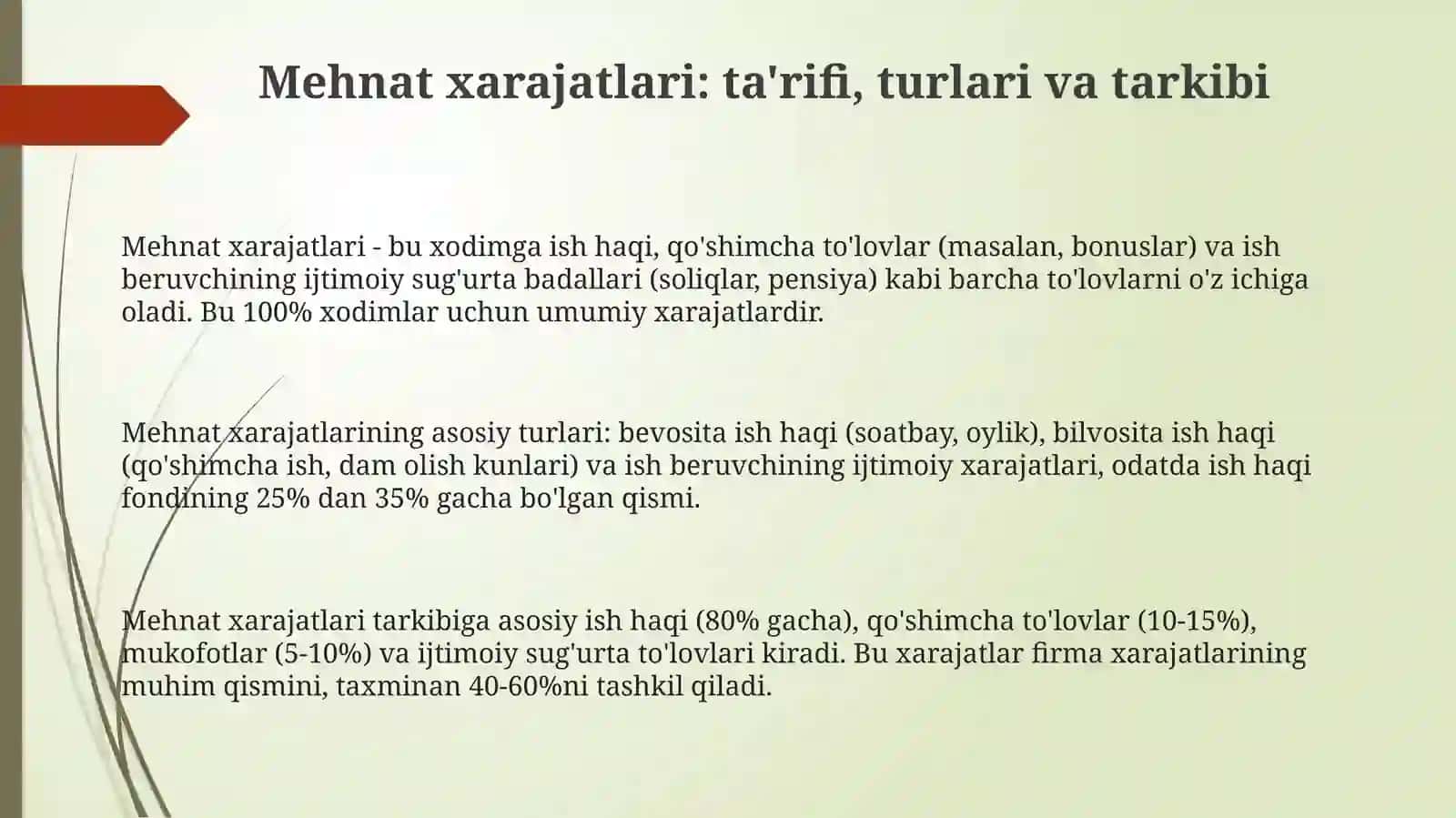 Mehnathaqixarajatlarivaularningoʻzgarishigataʼsiretuvchiomillartahlili 3