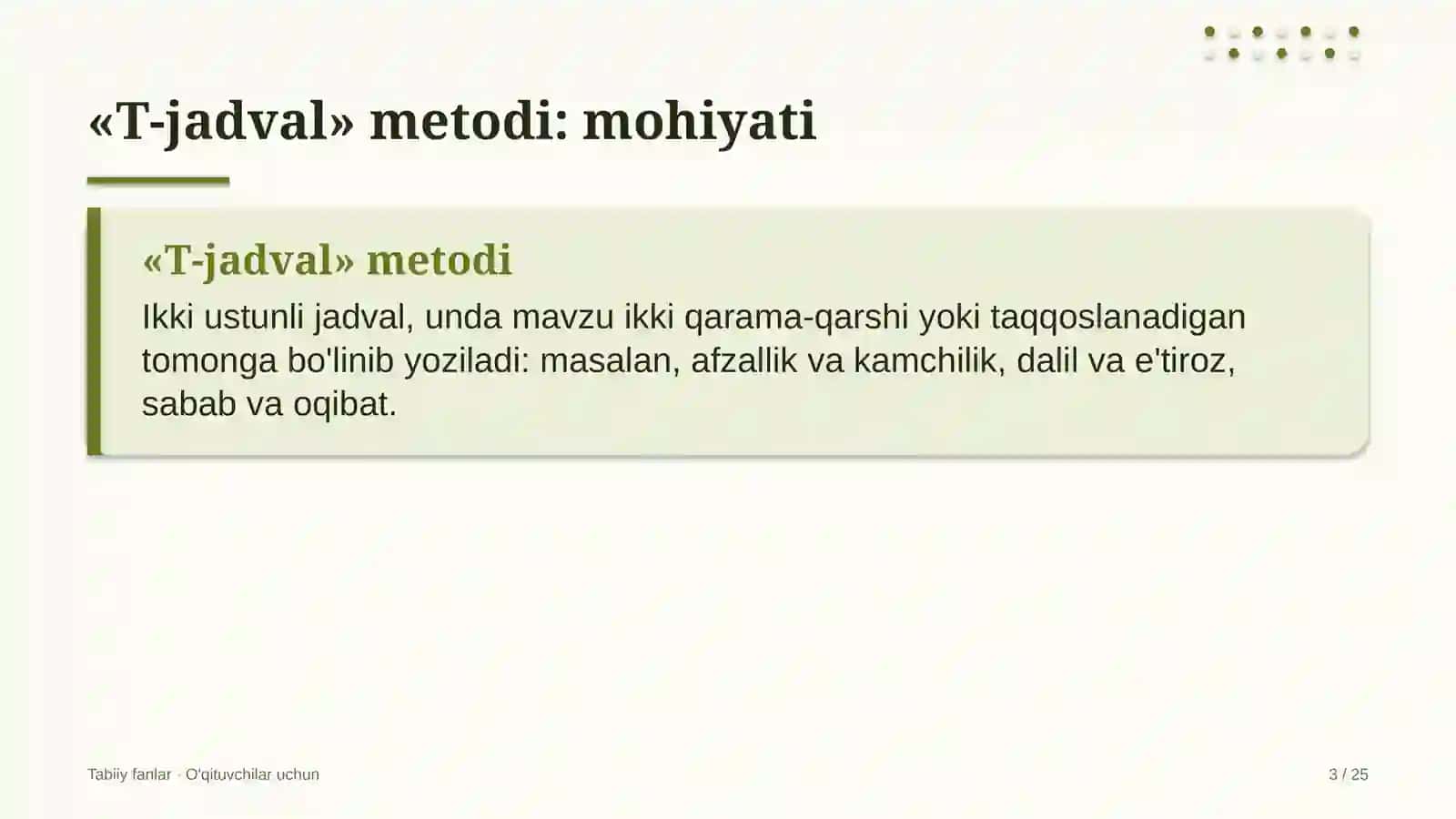 tabiiy fanlar darslarida t jadval metodidan foydalanish 3553 3