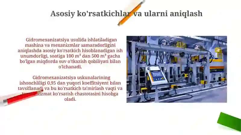 Gidromexanizatsiya usulida qo'llaniladigan mashina va mexanizmlarning ish unumdorligini hisoblash 3