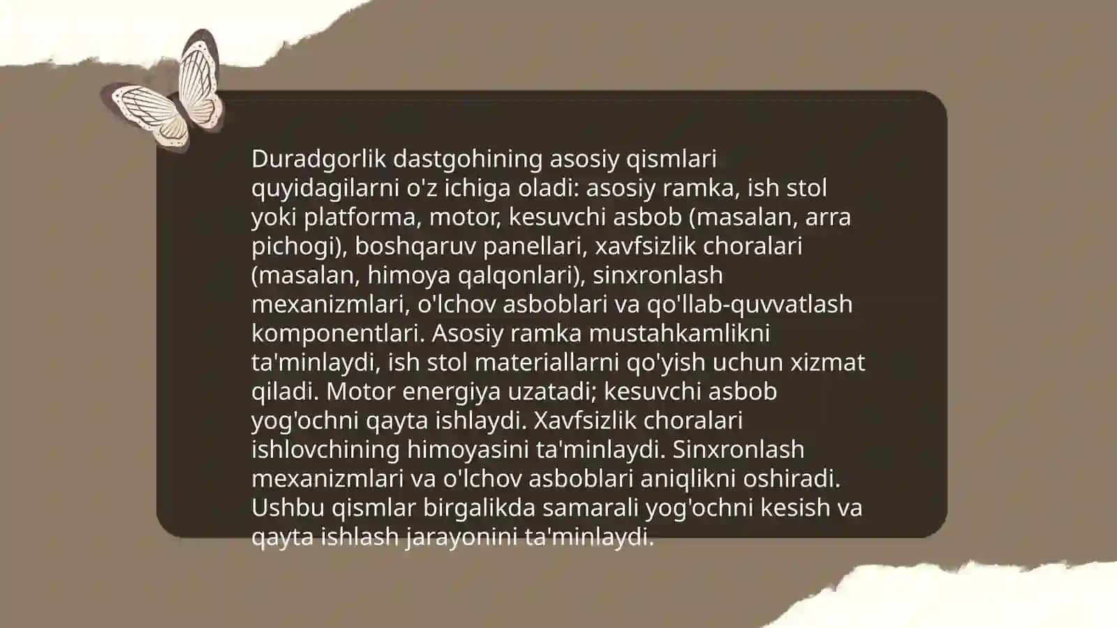 Duradgorlik dastgohining tuzilishi va undan foydalanish qoidalari 3
