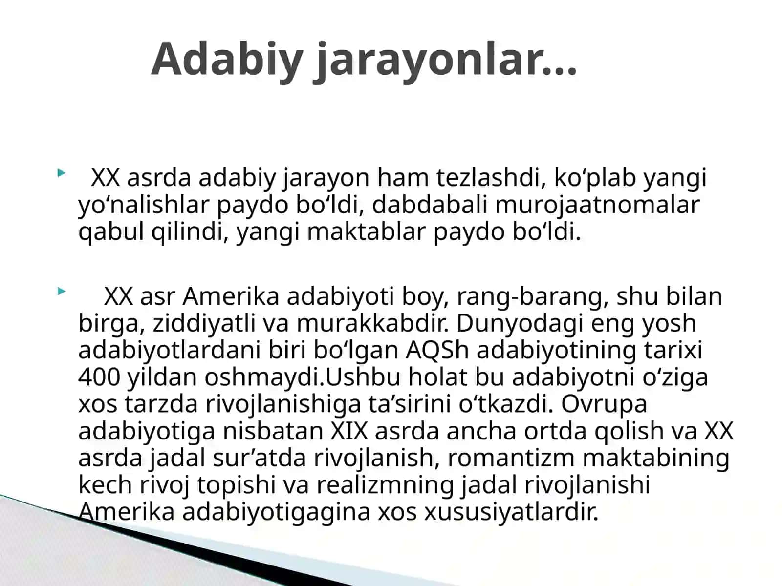 XX asr Amerika adabiyotida yangi oqimlar 3